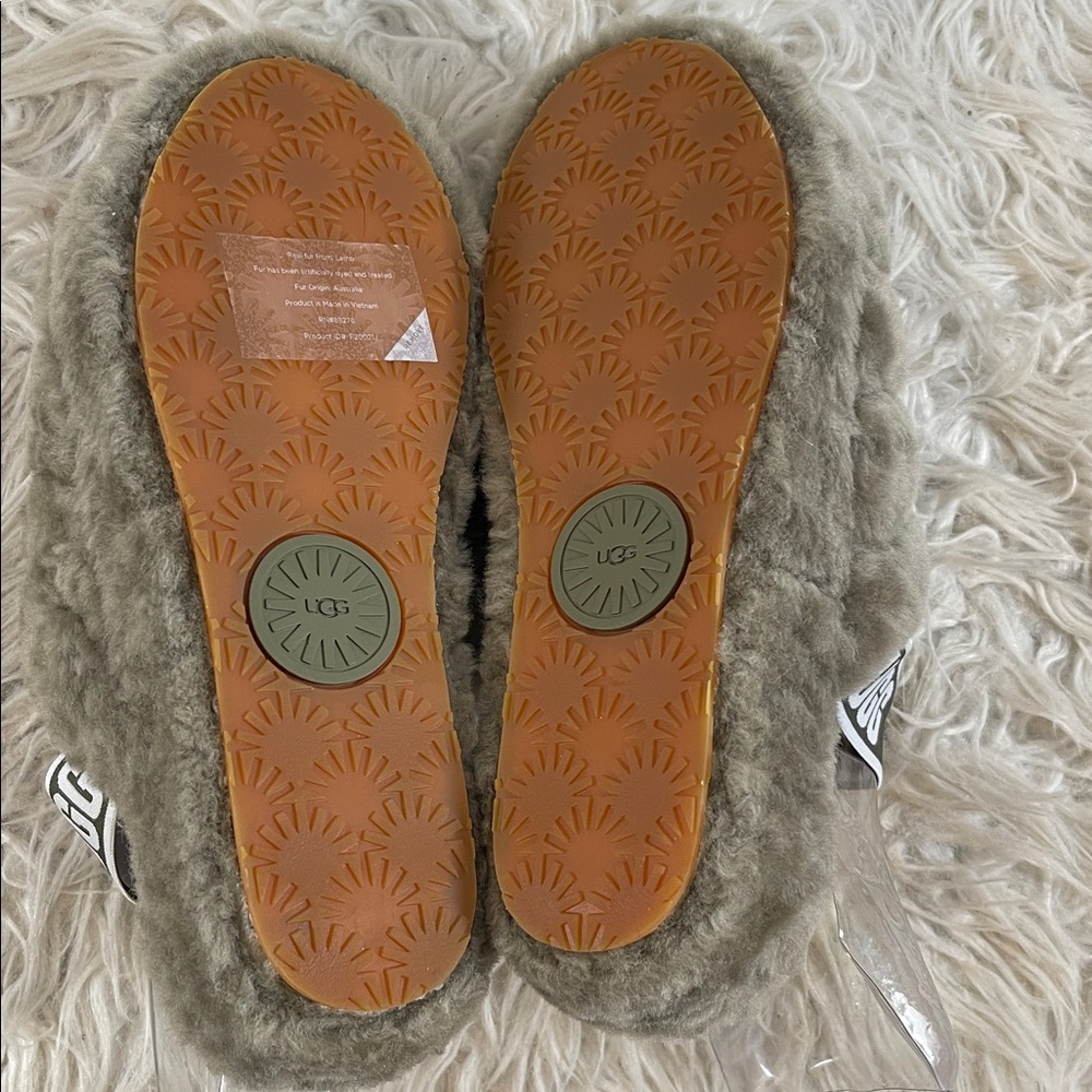UGG Women's Fluff Yeah Slide Slipper 1095119 Burnt Olive Real Fur Lamb Sz. 9 NEW - Picture 10 of 15